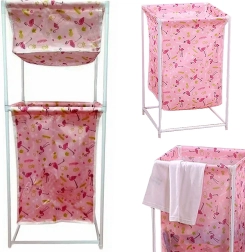 Panier à linge avec double étagère