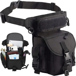 Sacoche de cuisse tactique avec sangle ventrale, déperlante, 6 poches