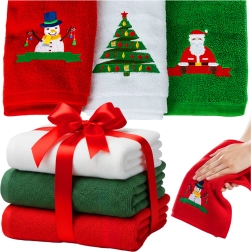 Serviettes de Noël en coton Ruhhy, set de 3 pcs avec broderie 30 × 40 cm