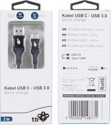 Câble USB USB 3.0 - USB-C 2m Premium 3A noir