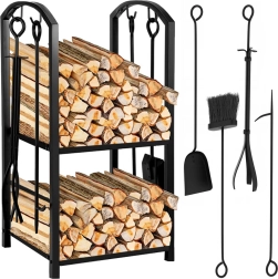 Support pour bois de chauffage avec accessoires