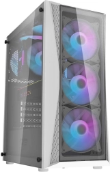 Boîtier PC DARKFLASH avec verre trempé, blanc, 4× ventilateurs ARGB