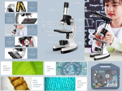 Microscope en mallette avec structure en métal