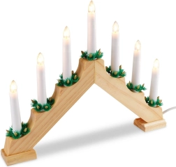 Chandelier de l’Avent en bois pour 7 bougies 41,5 × 29 cm