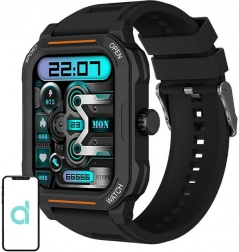 Montre connectée BLITZWOLF BW‑GTC3 noire avec bracelet en acier
