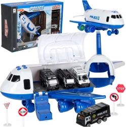 Avion de transport policier interactif avec petites voitures, lumières et sons