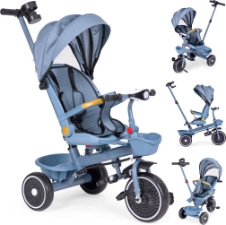Tricycle enfant 2-en-1 avec siège pivotant et capote pliante, bleu ECOTOYS