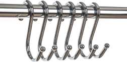 Set de crochets en S pour tringle suspendue VARIELLA, 6 pcs, chrome