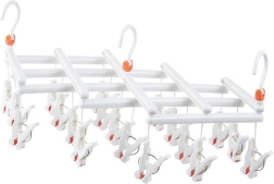 Cintre pliable en plastique pour vêtements avec pinces - 19 pinces - blanc