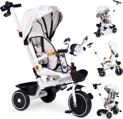 Tricycle pour enfants avec siège pivotant, barre de guidage et auvent ECOTOYS