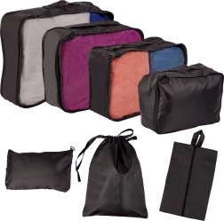 Organisateurs de voyage pour valise – set de 7 pièces, sacs imperméables et sac à chaussures – Noir