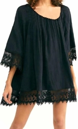 Bq49a tunique paréo de plage noir