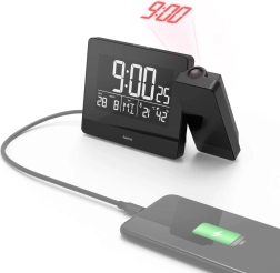 Réveil projecteur Plus Charge avec charge USB et DCF