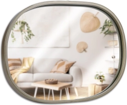 Miroir mural à cadre métallique ovale doré 20 × 25,5 cm