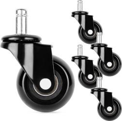 Roulettes en caoutchouc pour chaise de bureau 50 mm, tige 11 mm, lot de 5 pièces
