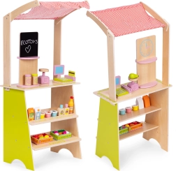 Stand de marché en bois pour enfants avec terminal et balance ECOTOYS, 20 pièces
