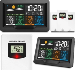 Station météo sans fil avec écran couleur et 3 capteurs BD-904 noire