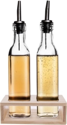 Distributeurs d’huile et de vinaigre en verre avec support 2×300 ml