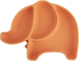 Assiette pour enfant en silicone compartimentée éléphant, orange 23,5 × 19 × 3,5 cm