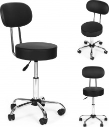 Tabouret pivotant avec dossier, réglable en hauteur, noir MODERNHOME