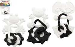 Anneau de dentition animaux avec breloques, noir et blanc, 9 cm