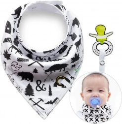 Bavoir avec clip pour tétine Animaux de la forêt