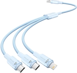 Câble USB 3‑en‑1 1,5 m avec connecteurs USB‑C, Lightning et Micro‑USB Vention