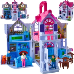 Maison de poupées pliable avec 6 pièces et mobilier