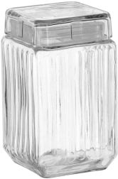 Bocal en verre carré 1,7 l avec couvercle en verre