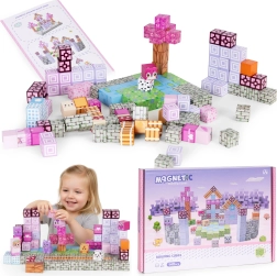 Blocs de construction magnétiques pour enfants 140 pcs – rose
