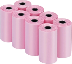 Sachets roses pour déjections canines, 8 rouleaux (120 pcs)