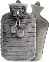 Bouillotte avec housse en peluche grise 2 l