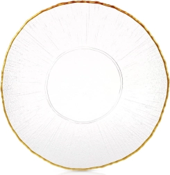 Assiette plate en verre avec bord doré 28 cm