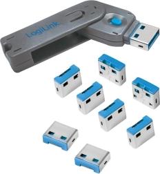 logilink bloqueurs de ports usb avec clé, ensemble de 8 pièces
