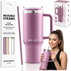 Berdsen gobelet isotherme sous vide 1180 ml avec jeu de pailles, rose