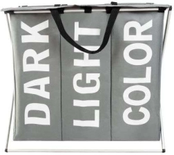 Panier à linge à trois compartiments avec cadre pliant