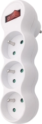 Solight multiprise pour prise avec support réglable, 3 prises, blanche