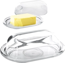 Beurrier en verre avec couvercle
