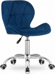 Chaise de bureau pivotante avec large dossier en velours côtelé, bleu marine