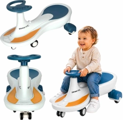 Porteur gravitationnel pour enfants Swing Fix S4 avec roues LED lumineuses et musique – Bleu et blanc