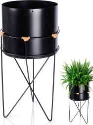 Cache-pot en métal sur pied, noir 17 × 31,5 cm