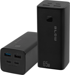 Batterie externe 20000 mAh avec PD 65 W et QC 3.0, noire