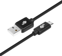Câble USB–micro USB 1,5 m avec gaine textile noire