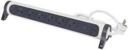 Câble rallonge avec protection 6x2P+T 1,5 m blanc-noir