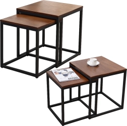 Ensemble de tables basses 2-en-1 brun foncé