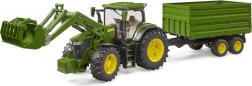 Tracteur John Deere 7R avec chargeur frontal et remorque