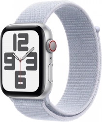 Montre connectée Apple Watch SE GPS + Cellular 44 mm argent avec bracelet sport bleu