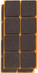 Patins en feutre autocollants pour meubles 25 × 25 mm, marron (16 pcs)