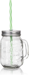 Mug en verre avec couvercle et paille 450 ml MADEIRA