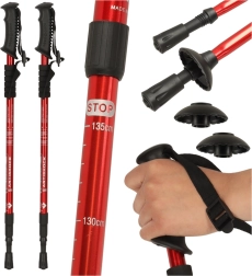Bâtons de trekking pour Nordic Walking pliables, 2 pièces, rouge